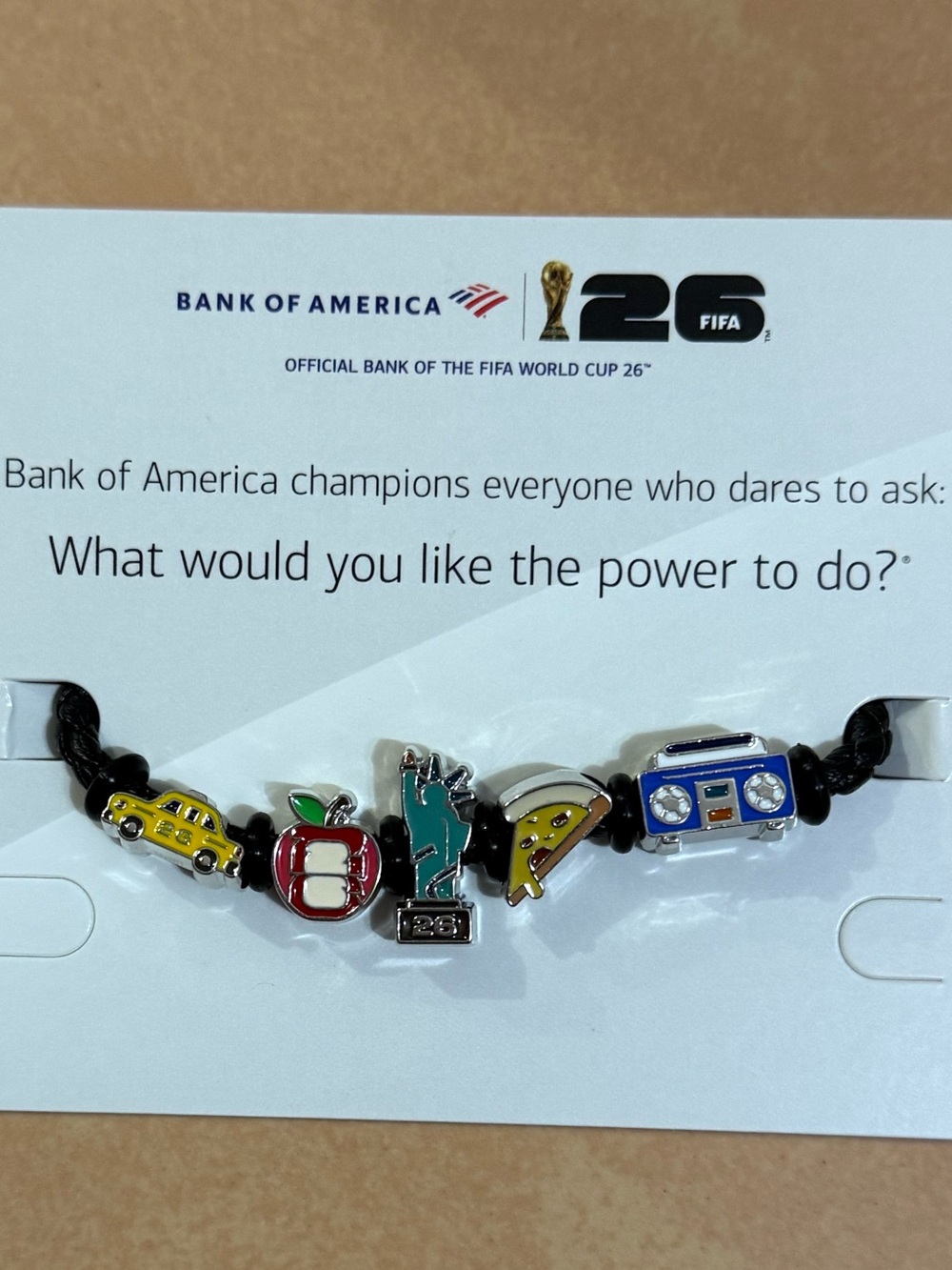 2026 FIFA World Cup New York City Charm Bracelet Fan Band Bank of America NYC